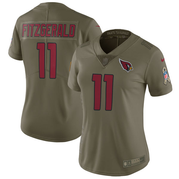Women Arizona Cardinals #11 Fitzgerald Nike Olive Salute To Service Limited NFL Jerseys->->Women Jersey